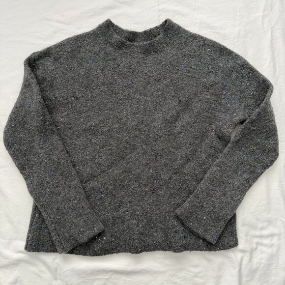 EVERLANE Confetti Crew Charcoal Gray Merino Wool Sweater Medium - Picture 10 of 15